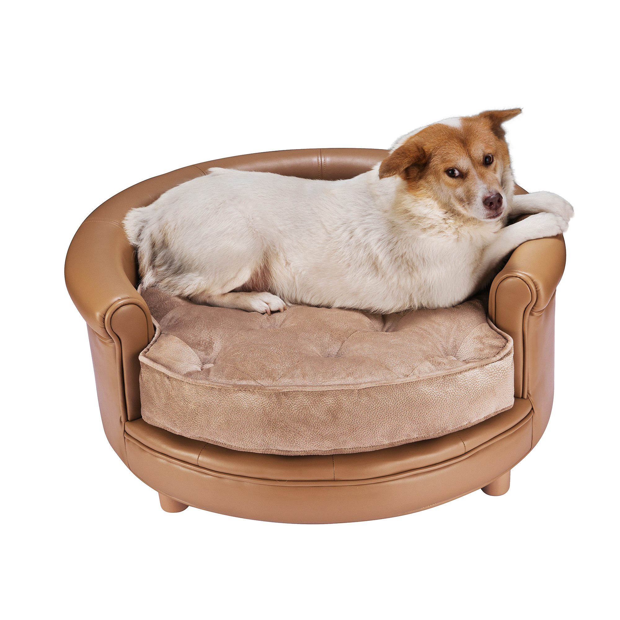 Chesterfield Faux Leather Large Dog Bed Designer Pet Sofa By Villacera
